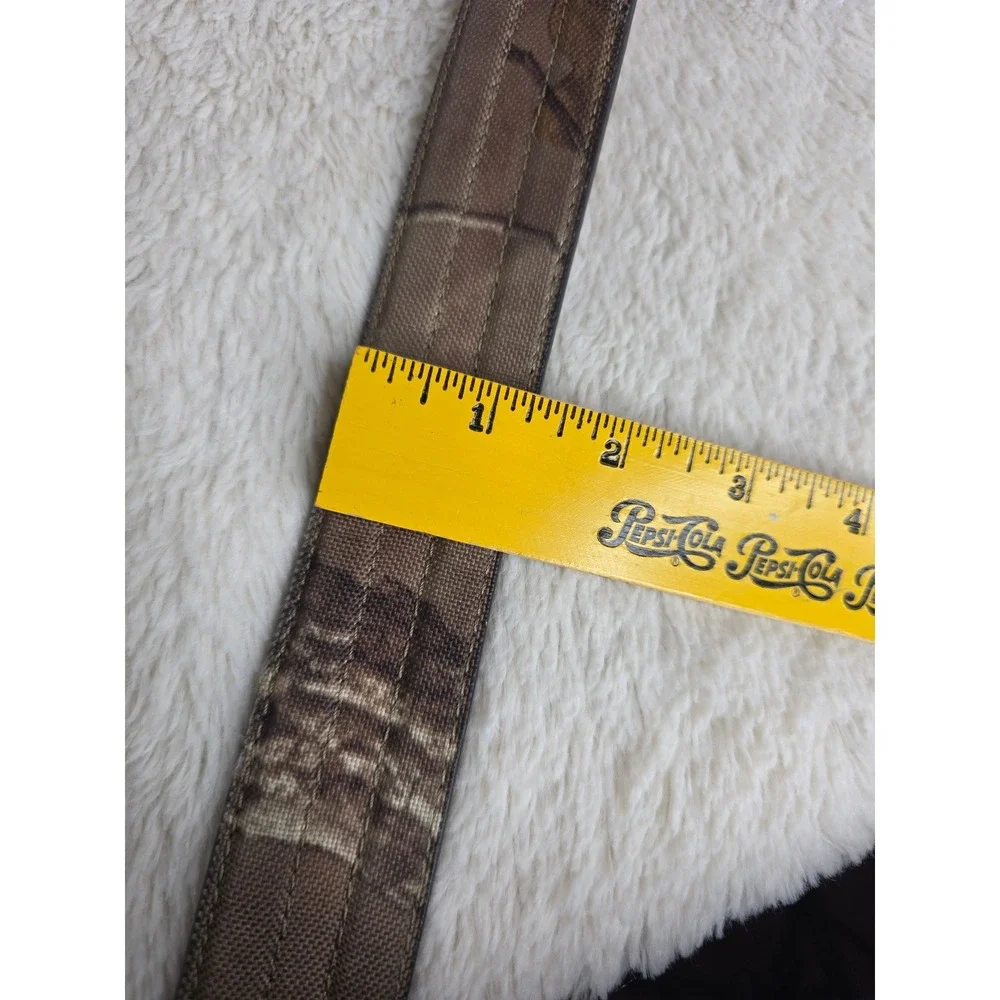 Carhartt Vintage M's Brown Genuine Leather Canvas Camo Belt Sz‎ 36 Triple Stitch